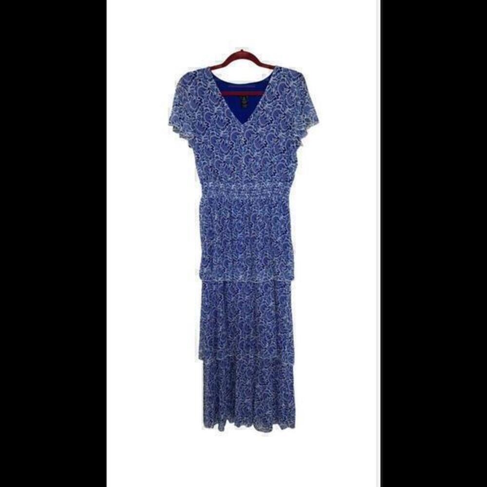 KATE and LILY Womens Dress Size 10 Blue V-Neck Floral. New With Tags
